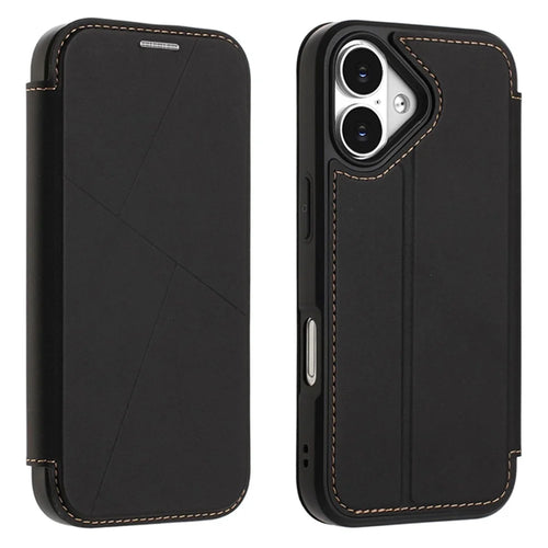 For iPhone 17 Case Magnetic Closure Card Slot Leather Flip Phone Cover - Black - 1