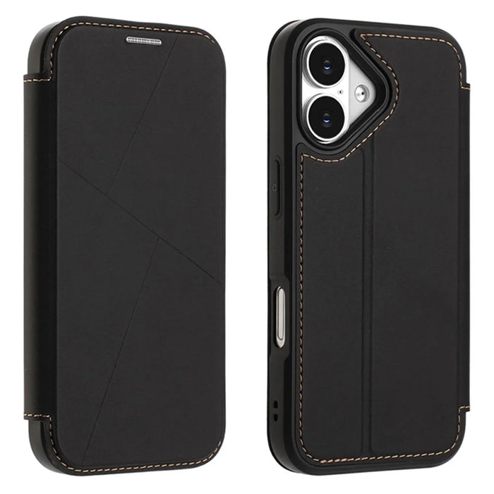 For iPhone 17 Case Magnetic Closure Card Slot Leather Flip Phone Cover - Black - 1