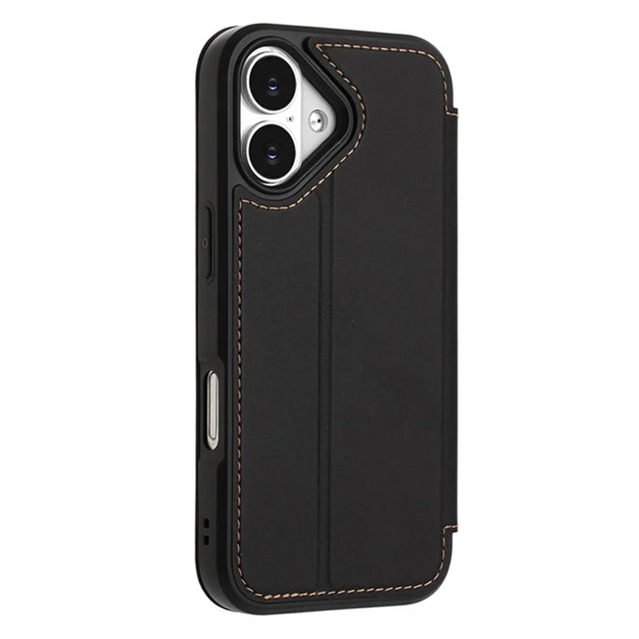 For iPhone 17 Case Magnetic Closure Card Slot Leather Flip Phone Cover - Black - 5