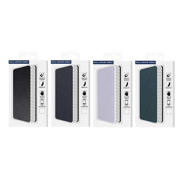 For iPhone 17 Case Magnetic Closure Card Slot Leather Flip Phone Cover - Black - 6
