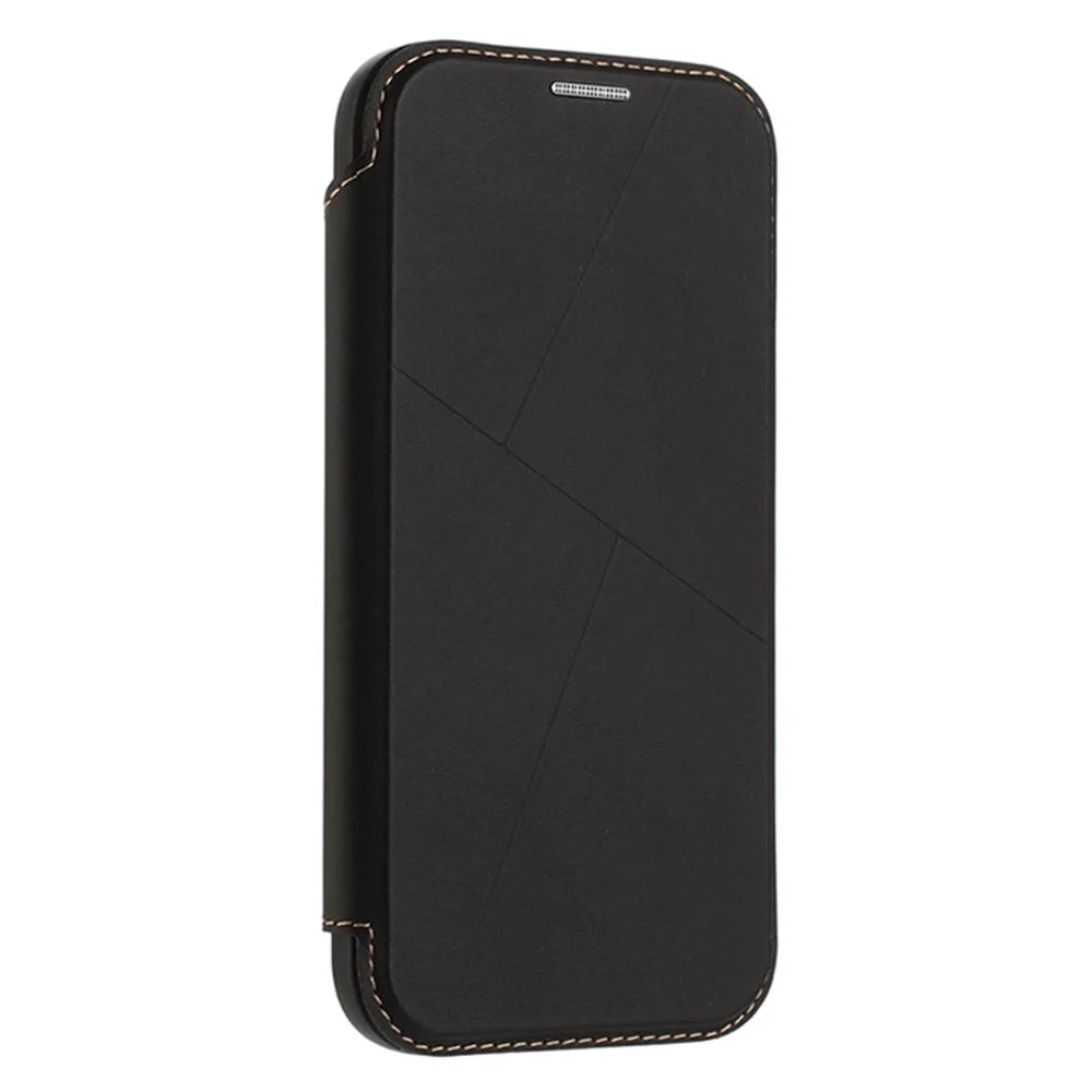 For iPhone Air Case Magnetic Closure Card Slot Leather Flip Phone Cover - Black - 4