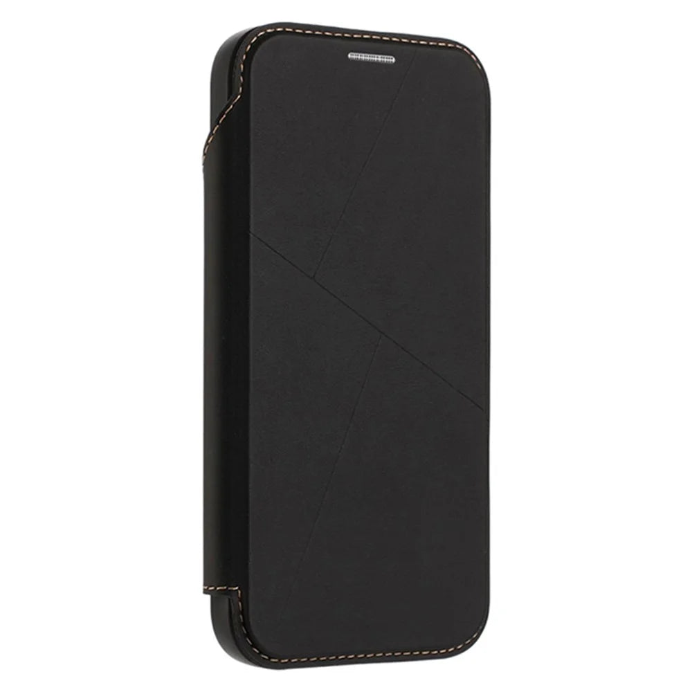 For iPhone 17 Pro Case Magnetic Closure Card Slot Leather Flip Phone Cover - Black - 7