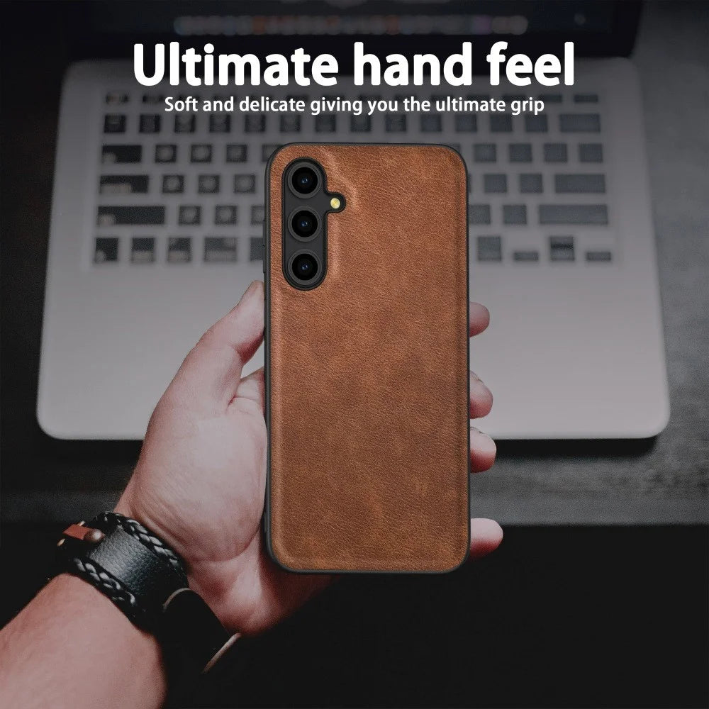 For Samsung Galaxy A18 5G / A18 4G / A17 5G / A17 4G / A26 5G Case Retro Leather Coated PC + TPU Phone Cover - Brown - 2