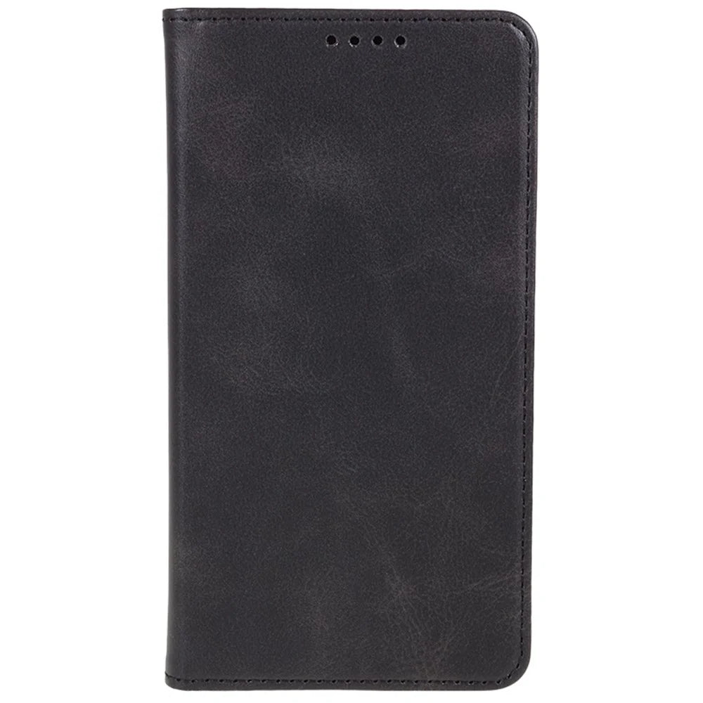 For Samsung Galaxy A26 5G Case Strong Magnetic PU Leather Phone Cover Calf Texture - Black - 6
