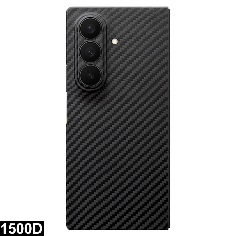 For Samsung Galaxy Z Fold7 5G Magnetic Case 1500D Coarse Texture Aramid Fiber Phone Cover Precision Cut-Out - Black - 1
