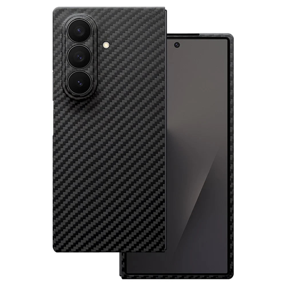 For Samsung Galaxy Z Fold7 5G Magnetic Case 1500D Coarse Texture Aramid Fiber Phone Cover Precision Cut-Out - Black - 3