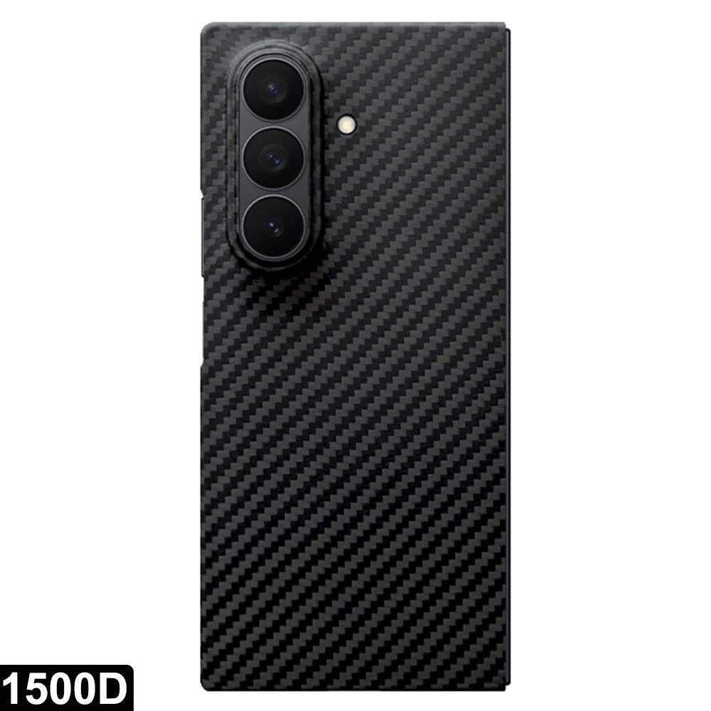 For Samsung Galaxy Z Fold7 5G Magnetic Case 1500D Coarse Texture Aramid Fiber Phone Cover with Front Frame - Black - 1