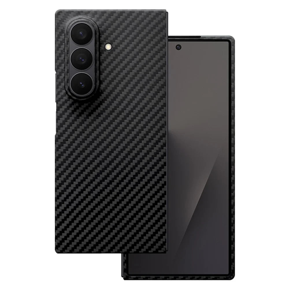 For Samsung Galaxy Z Fold7 5G Magnetic Case 1500D Coarse Texture Aramid Fiber Phone Cover with Front Frame - Black - 3
