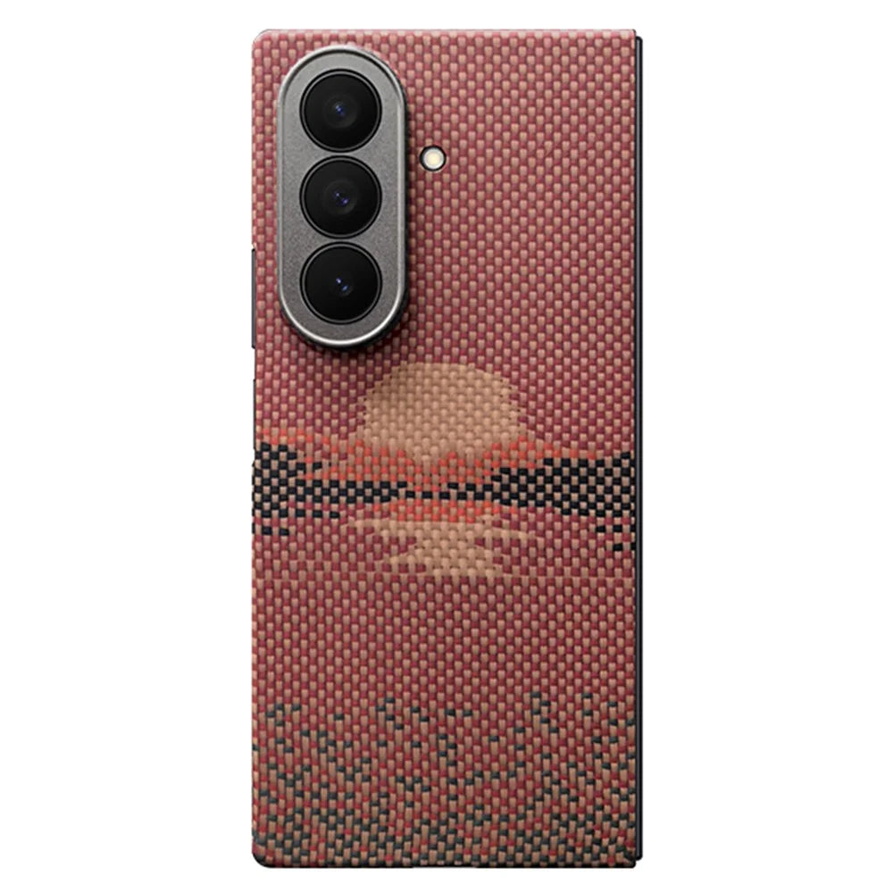 For Samsung Galaxy Z Fold7 5G Magnetic Case Precise Cutouts Aramid Fiber Phone Cover with Metal Lens Frame - Sun - 1