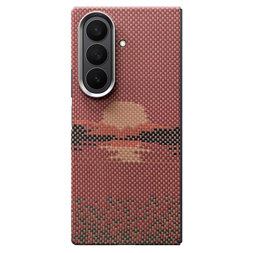 For Samsung Galaxy Z Fold7 5G Magnetic Case Large Camera Cutout Aramid Fiber Phone Cover with Metal Lens Frame - Sun - 1