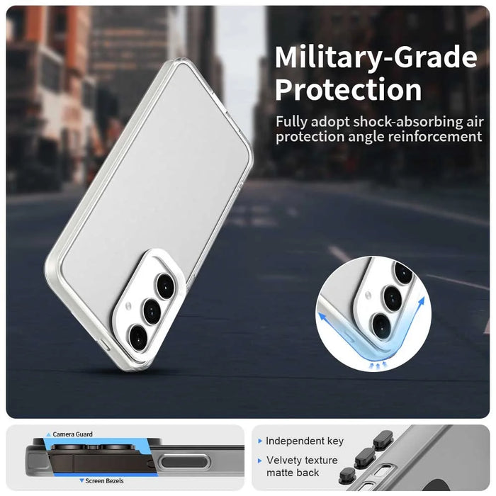 For Samsung Galaxy S25 FE Case PC + TPU + PET Matte Anti-Drop Phone Back Cover - White - 2