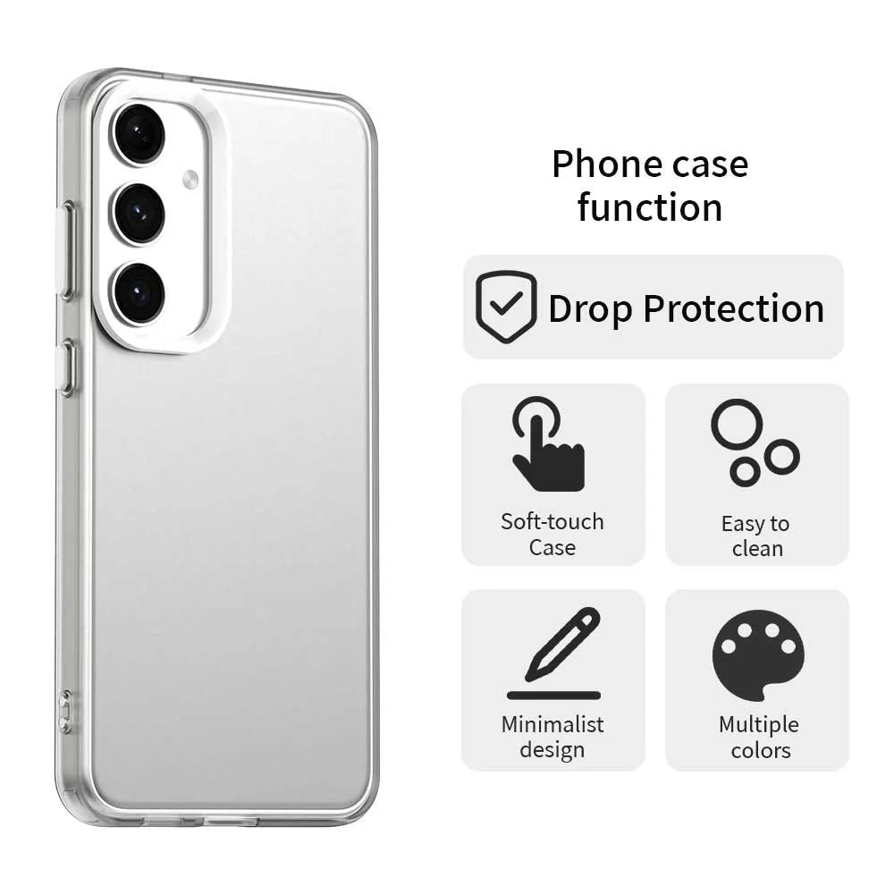 For Samsung Galaxy S25 FE Case PC + TPU + PET Matte Anti-Drop Phone Back Cover - White - 4