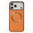 For iPhone 17 Pro Max Magnetic Case Electroplating Litchi Texture PU TPU PC Phone Back Cover - Orange - 1