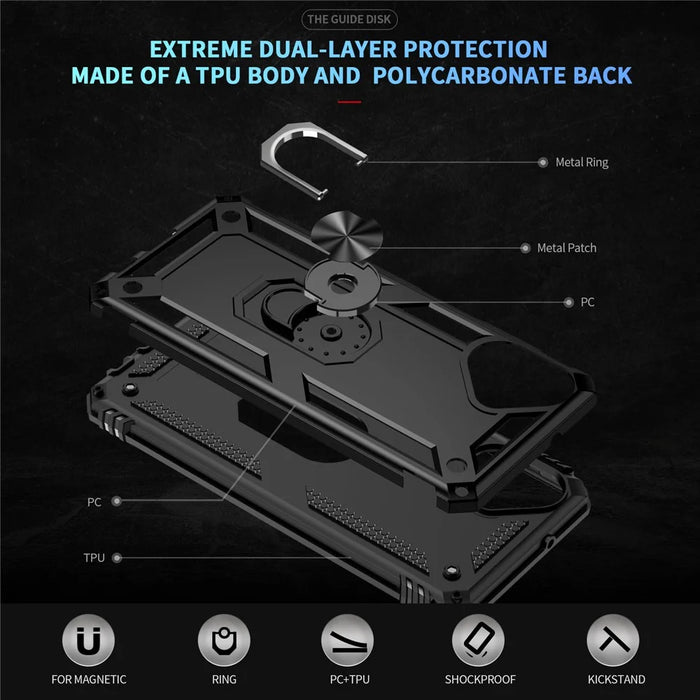 For Samsung Galaxy A07 4G Case PC + TPU Phone Cover with Kickstand - Black - 2