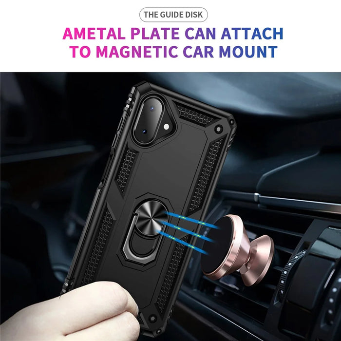 For Samsung Galaxy A07 4G Case PC + TPU Phone Cover with Kickstand - Black - 4