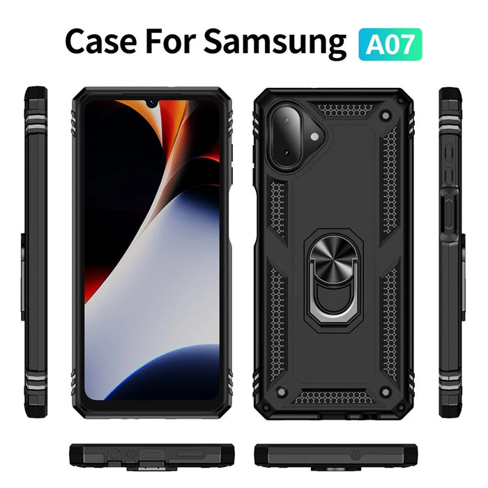 For Samsung Galaxy A07 4G Case PC + TPU Phone Cover with Kickstand - Black - 7