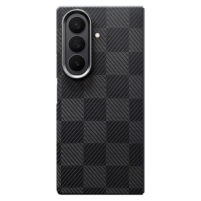 For Samsung Galaxy Z Fold7 5G Case Grid Texture Aramid Fiber Magnetic Phone Cover with Front Frame - 1