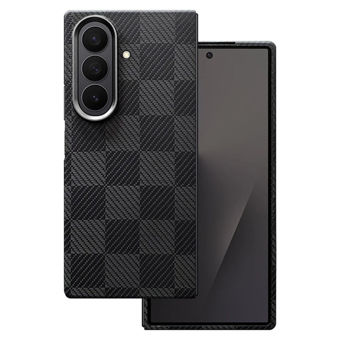 For Samsung Galaxy Z Fold7 5G Case Grid Texture Aramid Fiber Magnetic Phone Cover with Front Frame - 3