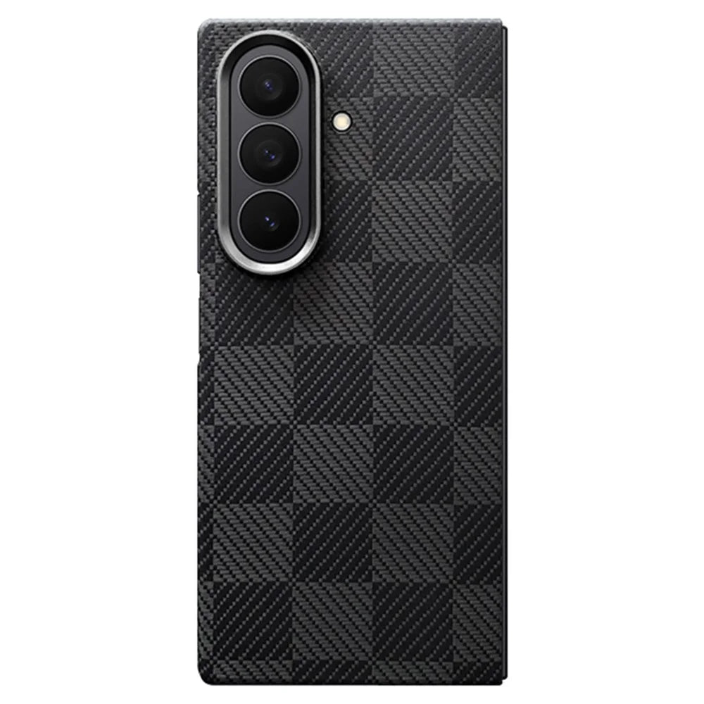 For Samsung Galaxy Z Fold7 5G Case Square Grid Texture Aramid Fiber Magnetic Phone Cover - 1