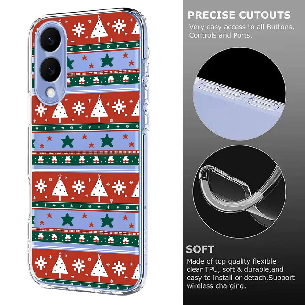 For Samsung Galaxy S25 Edge Case Christmas Themed Pattern Printing TPU Phone Back Cover - Christmas Ribbons - 6