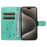For iPhone 15 Pro Max PU Leather Cases Flower Pattern Wallet Stand Phone Cover with Strap - Green - 2