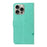For iPhone 15 Pro Max PU Leather Cases Flower Pattern Wallet Stand Phone Cover with Strap - Green - 6
