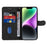 For iPhone 15 Wallet Case Leather Phone Cover Stand with Curved Line Design -  Black - 2