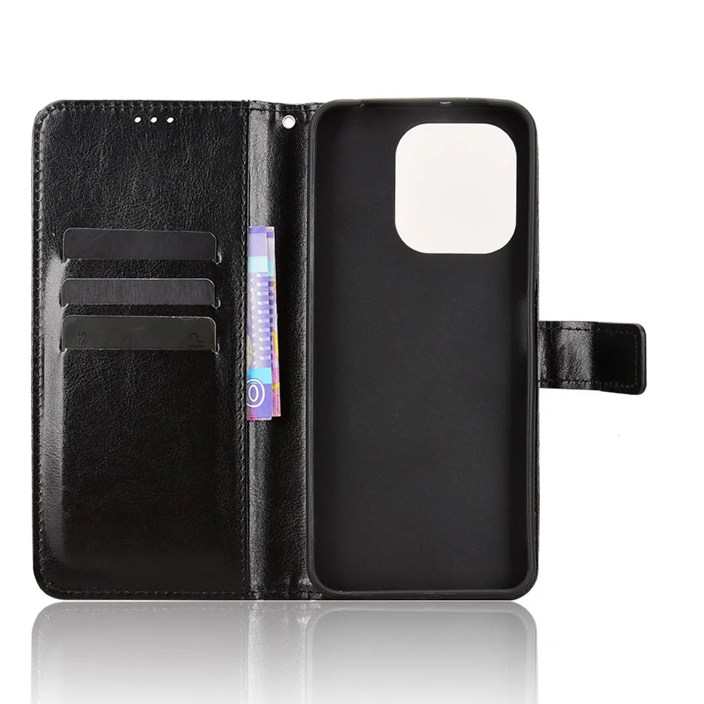For Umidigi G100x 4G / Umidigi G100x 5G / Umidigi Note 100x 4G / Umidigi Note 100x 5G / Umidigi G9x 4G PU Leather Case with Strap Crazy Horse Texture Phone Wallet Cover - Black - 4