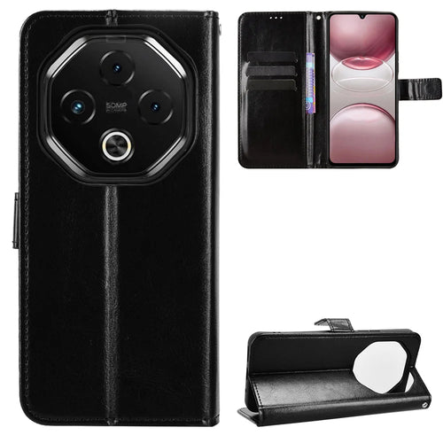 For Umidigi G100 5G / Umidigi G100 Pro 4G PU Leather Case with Strap Crazy Horse Texture Phone Wallet Cover - Black - 1