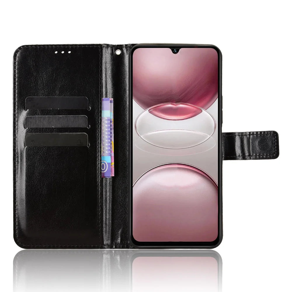 For Umidigi G100 5G / Umidigi G100 Pro 4G PU Leather Case with Strap Crazy Horse Texture Phone Wallet Cover - Black - 5