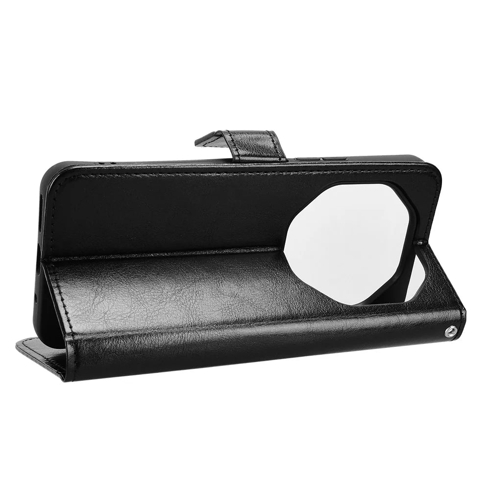 For Umidigi G100 5G / Umidigi G100 Pro 4G PU Leather Case with Strap Crazy Horse Texture Phone Wallet Cover - Black - 6