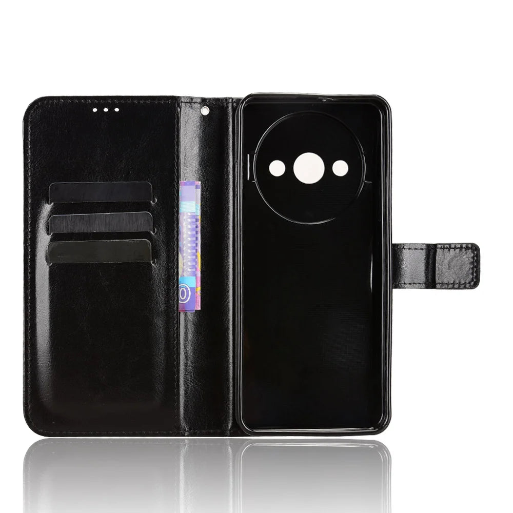 For Oukitel C59 Pro PU Leather Case with Strap Crazy Horse Texture Phone Wallet Cover - Black - 4