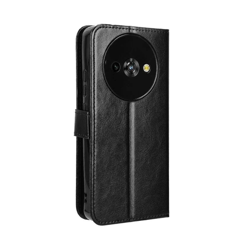 For Oukitel C59 Pro PU Leather Case with Strap Crazy Horse Texture Phone Wallet Cover - Black - 7