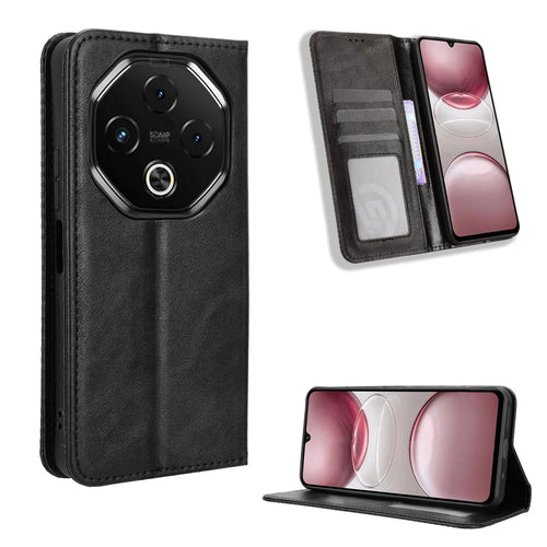 For Umidigi G100 5G / Umidigi G100 Pro 4G Leather Case Wallet Stand Retro Texture Phone Cover - Black - 1