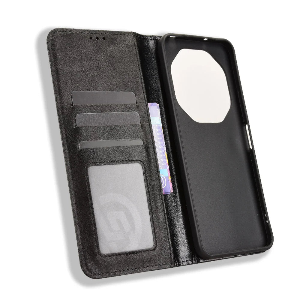 For Umidigi G100 5G / Umidigi G100 Pro 4G Leather Case Wallet Stand Retro Texture Phone Cover - Black - 5