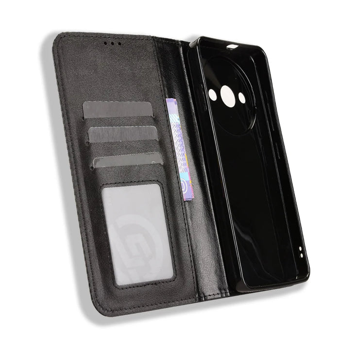 For Oukitel C59 Pro Leather Case Wallet Stand Retro Texture Phone Cover - Black - 5