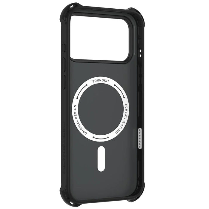 YOUNGKIT For iPhone 17 Pro Case Compatible with MagSafe Suitcase Texture IMD TPU Phone Cover - Silver - 4