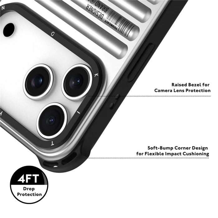 YOUNGKIT For iPhone 17 Pro Max Case Compatible with MagSafe Suitcase Texture IMD TPU Phone Cover - Silver - 5