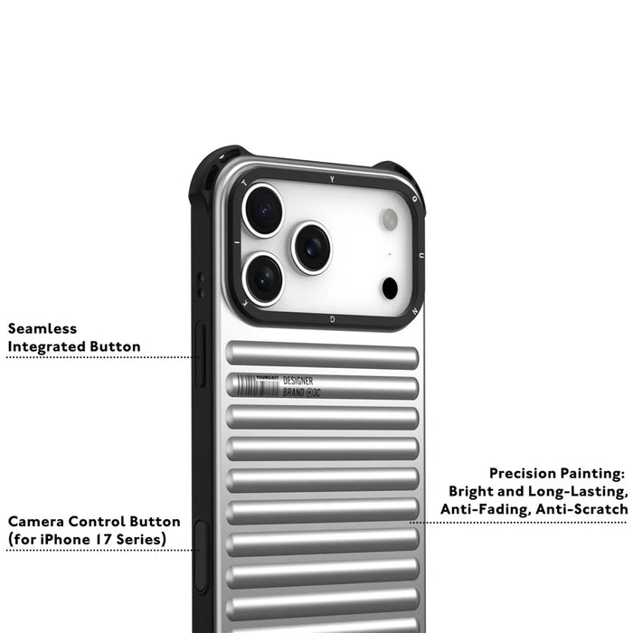 YOUNGKIT For iPhone 17 Pro Max Case Compatible with MagSafe Suitcase Texture IMD TPU Phone Cover - Silver - 7