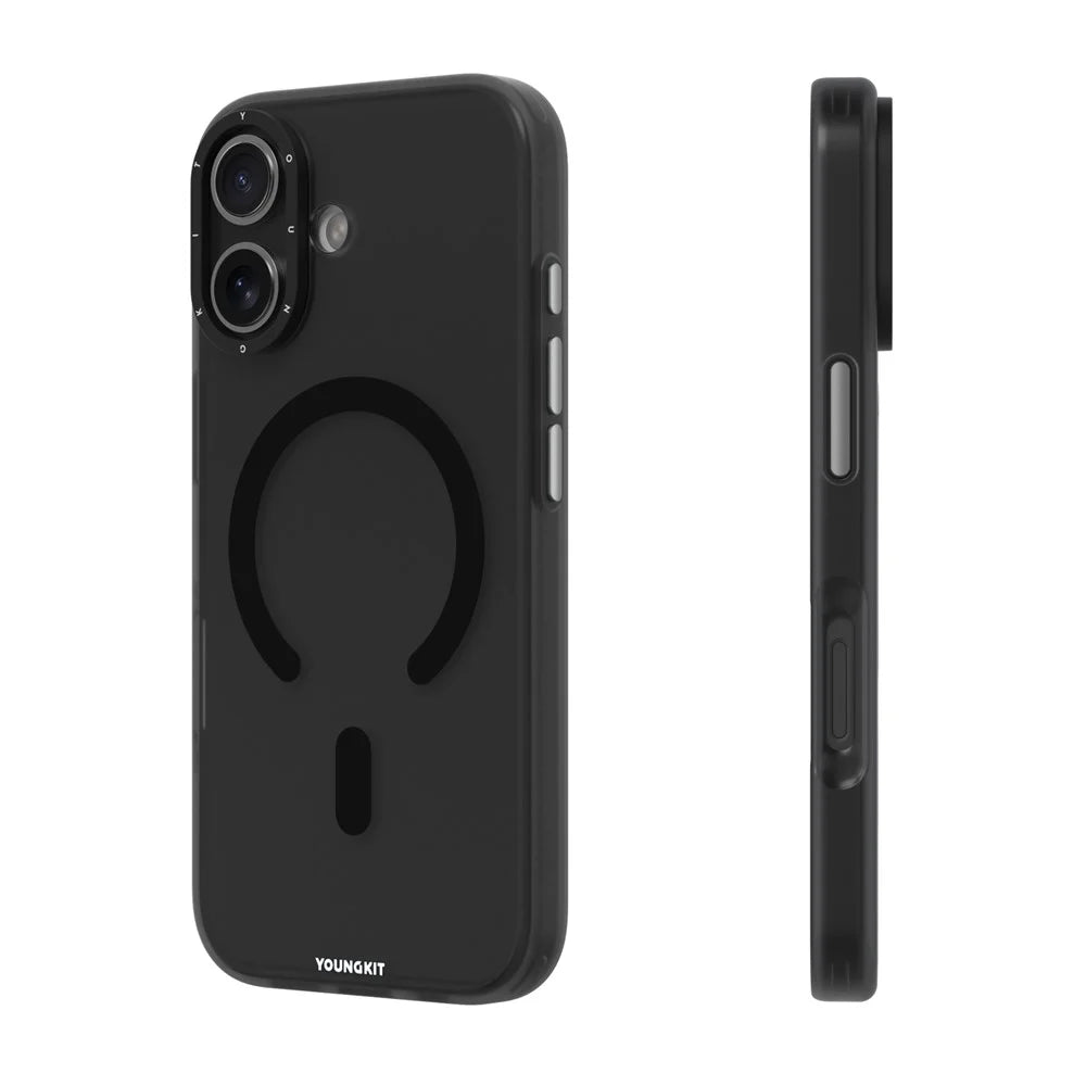 YOUNGKIT For iPhone 17 Matte Case Compatible with MagSafe PET TPU Phone Cover - Transparent Black - 3
