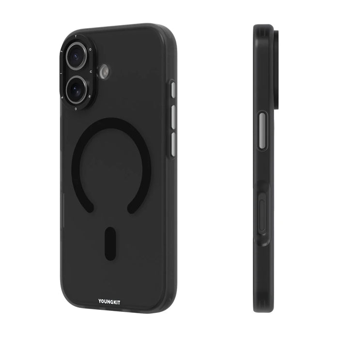 YOUNGKIT For iPhone 17 Matte Case Compatible with MagSafe PET TPU Phone Cover - Transparent Black - 3