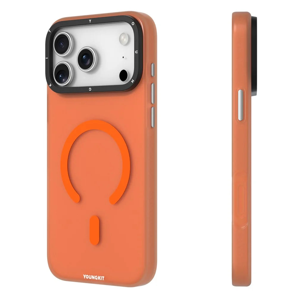 YOUNGKIT For iPhone 17 Pro Max Matte Case Compatible with MagSafe PET TPU Phone Cover - Orange - 3