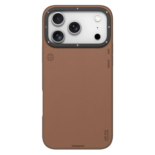 YOUNGKIT For iPhone 17 Pro Case Compatible with MagSafe PU Leather + PC Phone Cover - Bronze - 2