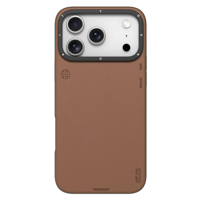 YOUNGKIT For iPhone 17 Pro Case Compatible with MagSafe PU Leather + PC Phone Cover - Bronze - 2
