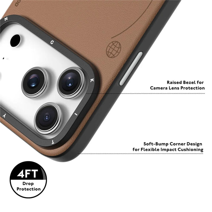 YOUNGKIT For iPhone 17 Pro Case Compatible with MagSafe PU Leather + PC Phone Cover - Bronze - 6