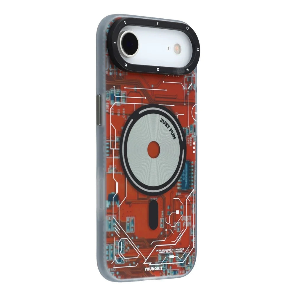 YOUNGKIT Technology Series for iPhone Air Magnetic Case Hard PC IMD Phone Cover - Lava Orange - 1