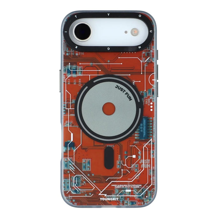 YOUNGKIT Technology Series for iPhone Air Magnetic Case Hard PC IMD Phone Cover - Lava Orange - 3