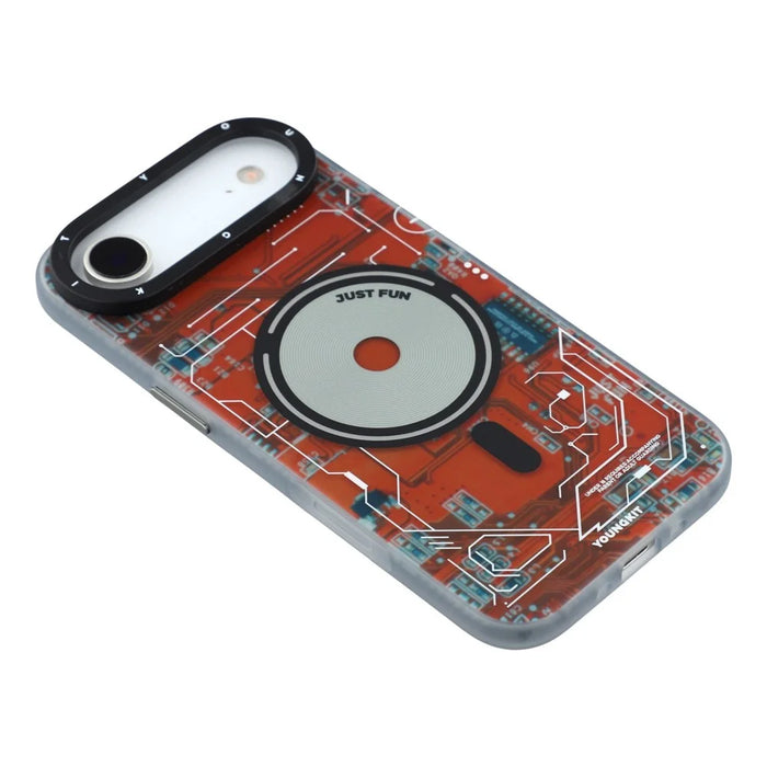 YOUNGKIT Technology Series for iPhone Air Magnetic Case Hard PC IMD Phone Cover - Lava Orange - 4