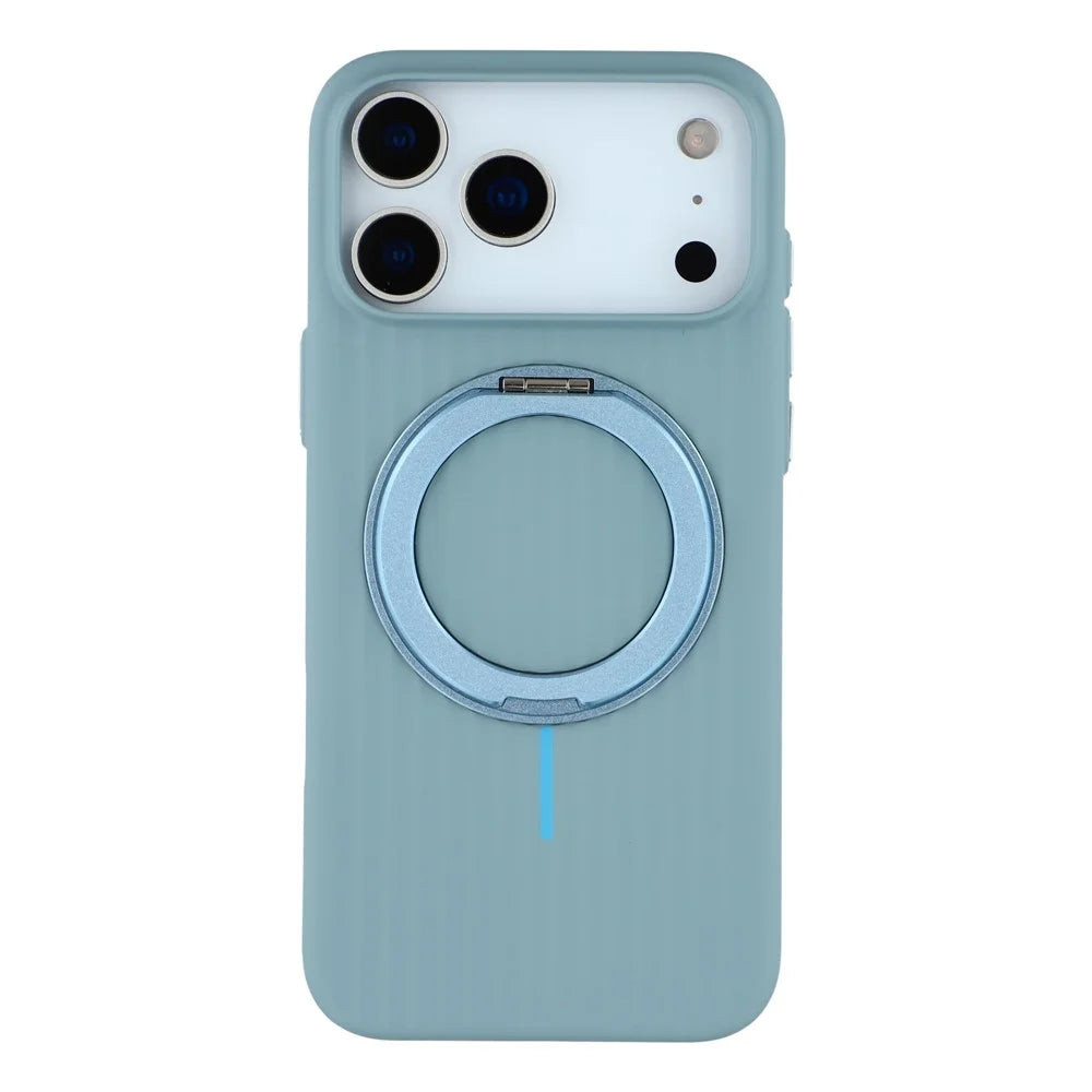 KIGC For iPhone 17 Pro Magnetic Case with Rotating Kickstand Hard PC Phone Back Cover - Blue - 3