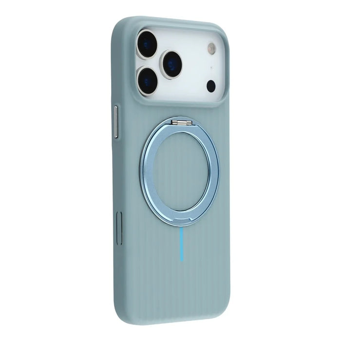 KIGC For iPhone 17 Pro Max Magnetic Case with Rotating Kickstand Hard PC Phone Back Cover - Blue - 1